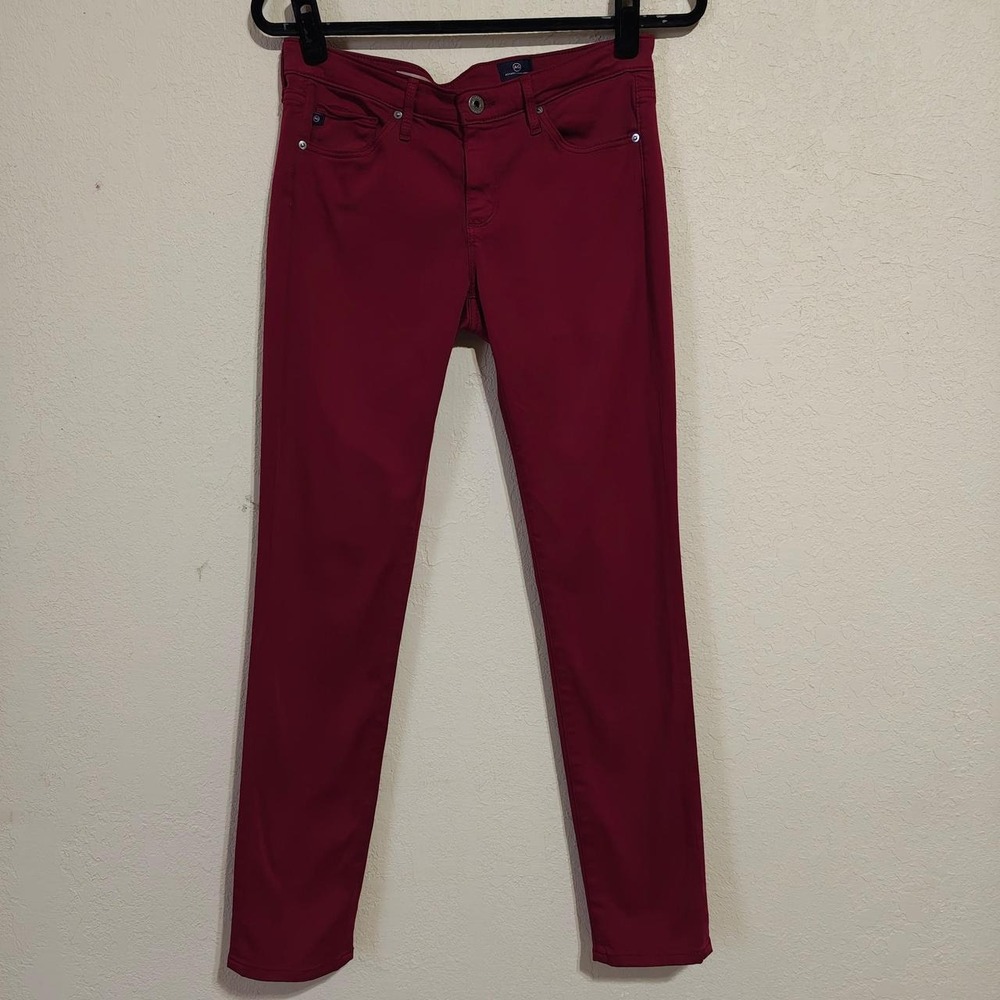 AG Adriano Goldschmied The Stilt Cigarette Leg Jeans Burgundy Red Size 27R